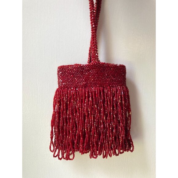 1920's Cranberry Red Czech Glass Wristlet Purse READ - Picture 1 of 10